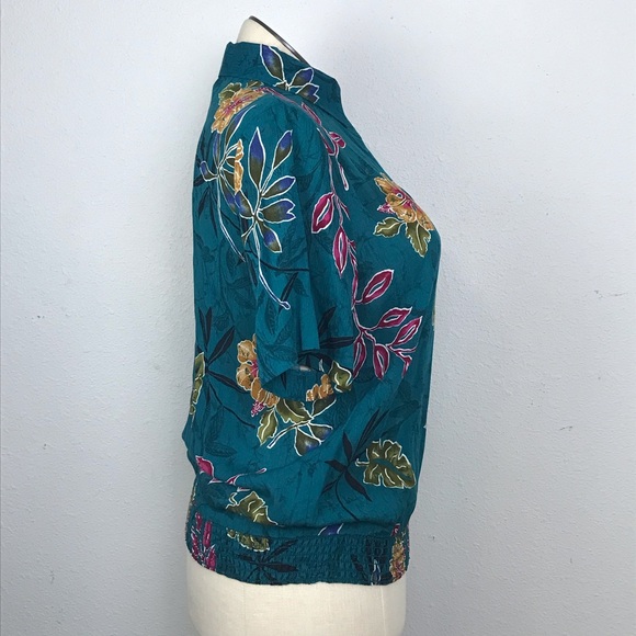 Alfred Dunner Short Sleeve’s Shirt Womens Sz 12 Color Green Floral Collared Neck - Picture 4 of 15